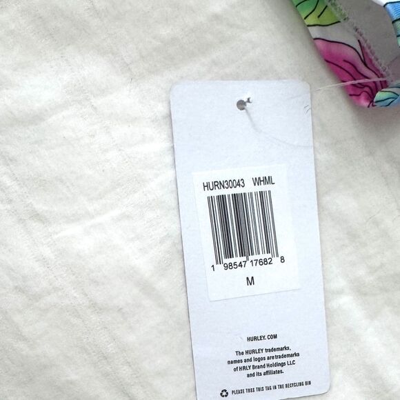 Hurley (NWT) Vibrant Pink, Green &Blue Floral Long Sleeve Swimsuit/ Rashguard-M - Picture 9 of 11